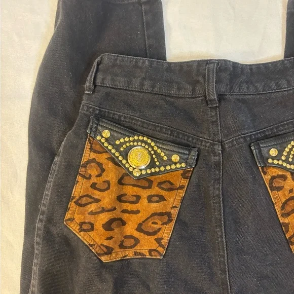 Unique High Waist True Vintage Leopard Gold Chic Pants Xr Jeans - Picture 8 of 13